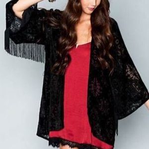 Show Me Your Mumu Freedom Fringe Kimono ~ in Velvet Black Frost